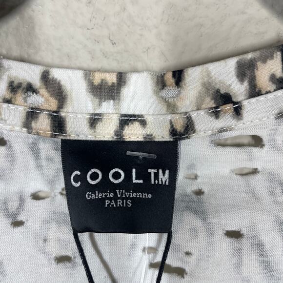 Cool TM XS Leopard Lace T-Shirt White Cotton Flower Applique Short Sleeves - Picture 9 of 11